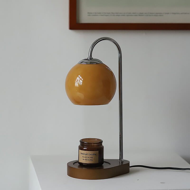 Elegant Solid Wood Spherical Candle Table Lamp - 1-Light Design