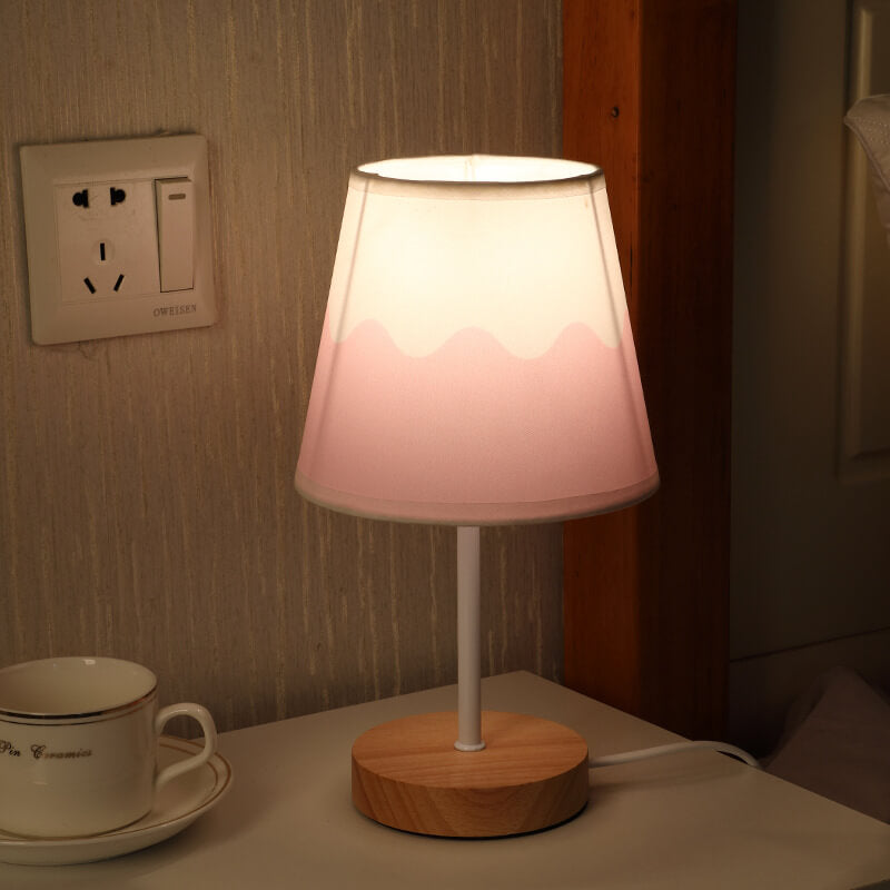 Nordic Vintage Fabric and Wood LED Table Lamp