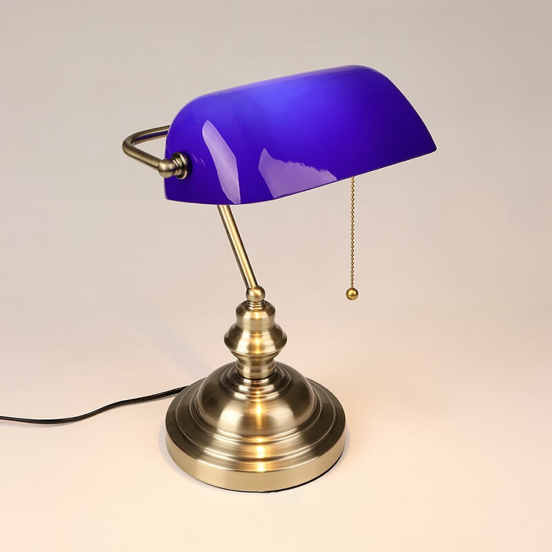 Vintage Glass Table Lamp with Metal Base - 1-Light Zipper Design