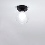 Contemporary Round Glass 1-Light Semi-Flush Mount Ceiling Fixture