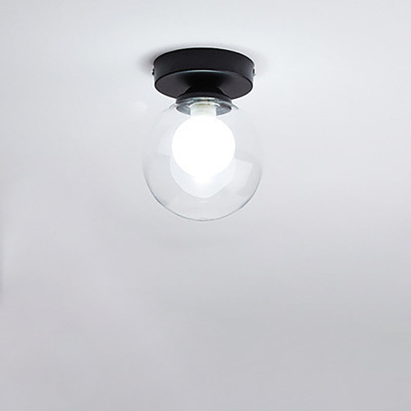 Contemporary Round Glass 1-Light Semi-Flush Mount Ceiling Fixture