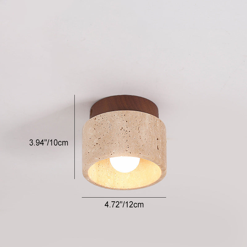 Premium Yellow Travertine Column Semi-Flush Mount Ceiling Light