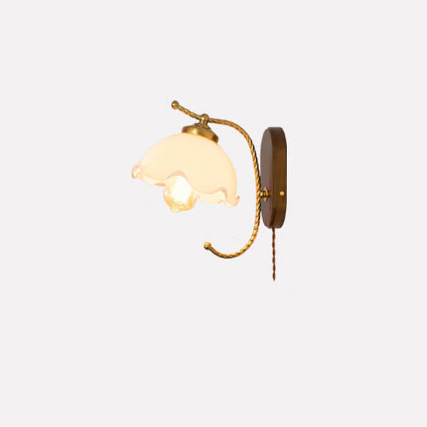 Vintage French Cream Glass Petal Wall Sconce Lamp