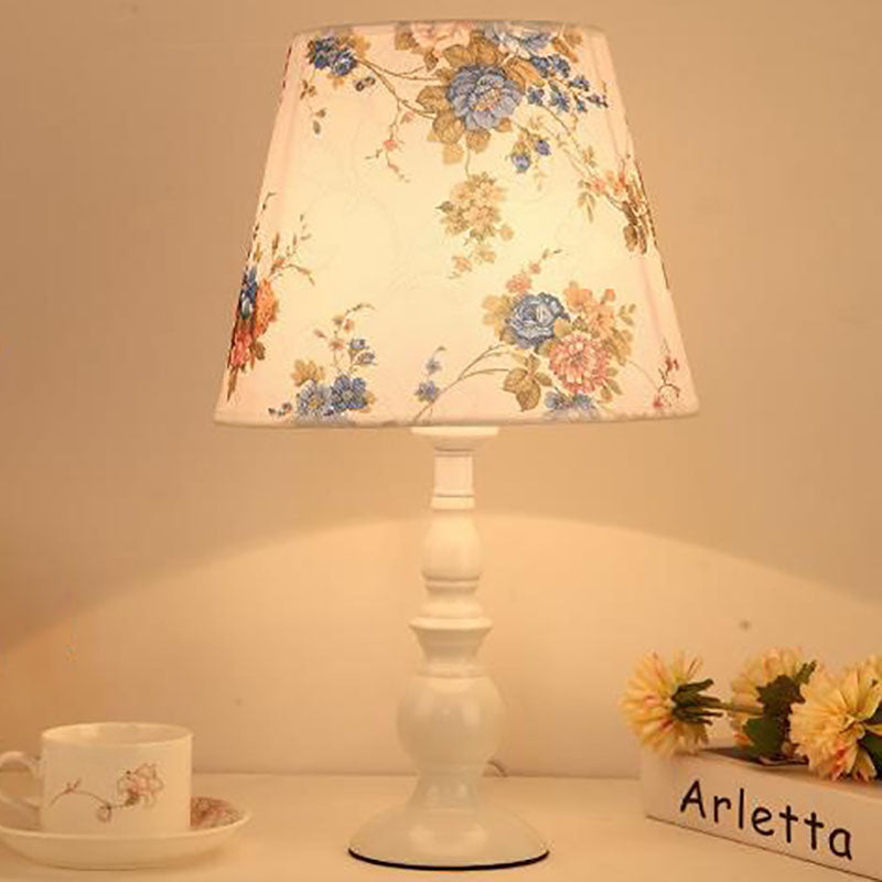 Elegant Floral Fabric Table Lamp with Iron Base - 1 Light