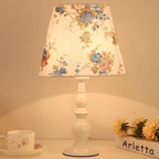 Elegant Floral Fabric Table Lamp with Iron Base - 1 Light