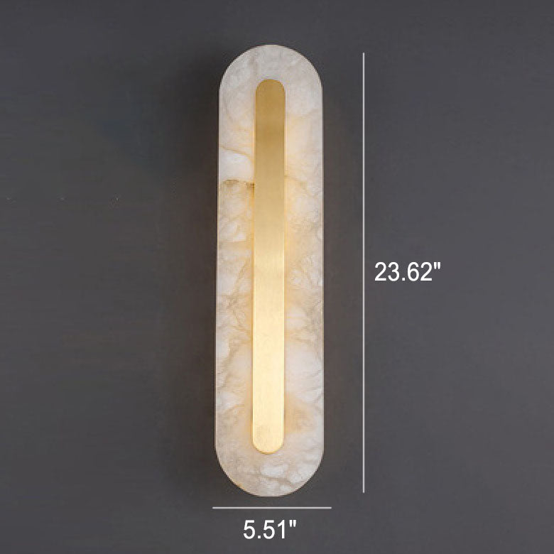 Premium Brass and Marble Oval LED Wall Sconce