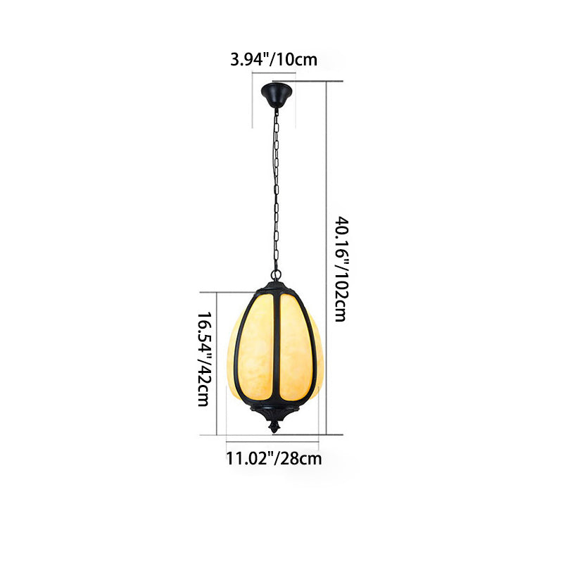 Art Deco Oval Pumpkin Pendant Light - Cast Aluminum