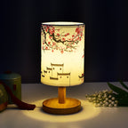 Contemporary Minimalist Fabric and Wood LED Table Lamp