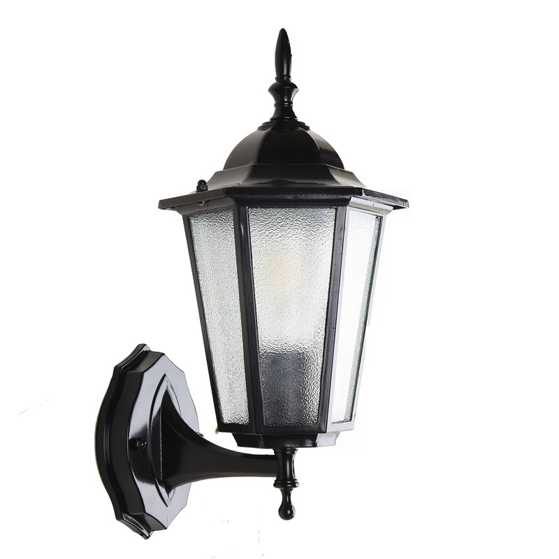 Modern Hexagonal Aluminum Outdoor Wall Sconce with Frosted