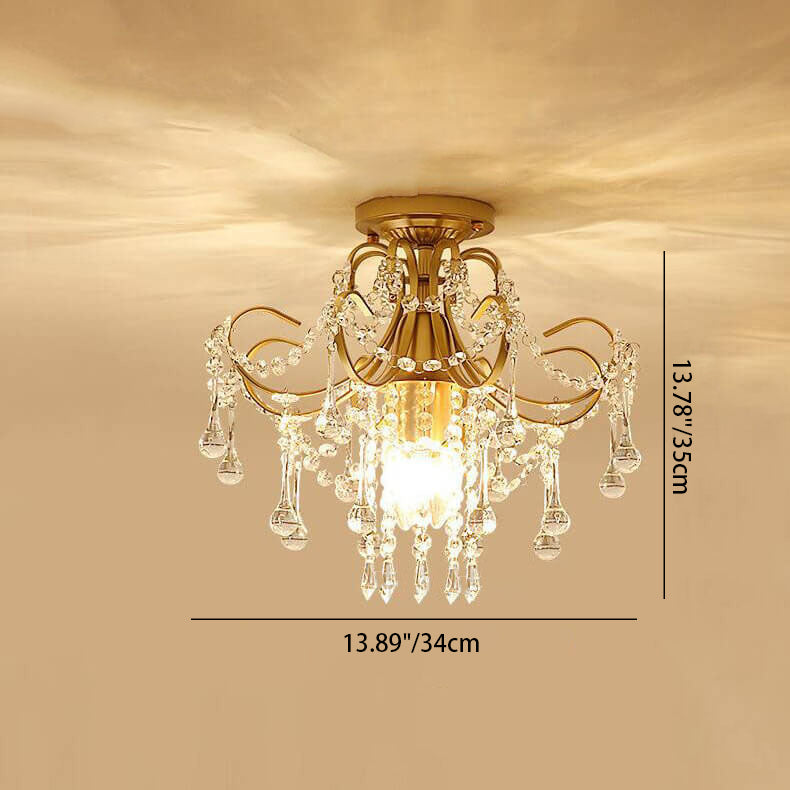 Elegant Crystal Flower Semi-Flush Mount Ceiling Light - 1/3 Light Options