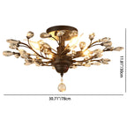 European Style Iron and Crystal Semi-Flush Mount Ceiling Light - 4/5/6 Lights for Living Room