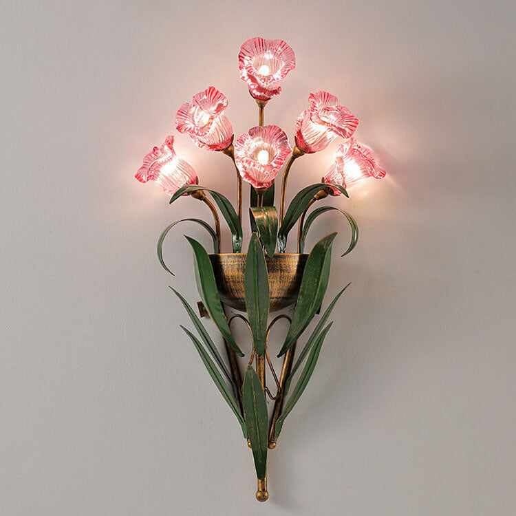 Contemporary Minimalist Glass Flower Wall Sconce