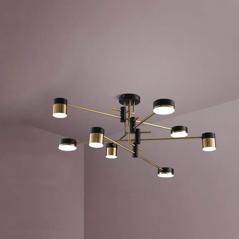 Elegant Black and Gold Semi-Flush Mount Light - 4 to 8 Bulb Design