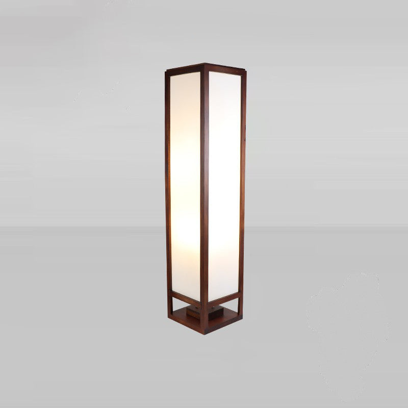 Premium Rectangular Parchment Wood Floor Lamp - 1-Light Design for Entertainment Spaces
