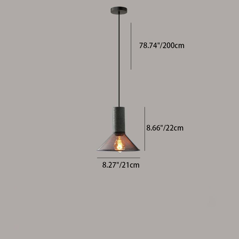 Industrial Tapered Cement Pendant Light - 1-Light Fixture for Living Room