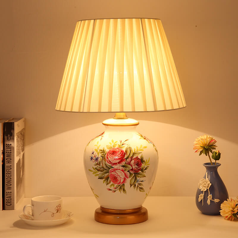 Contemporary Ceramic 1-Light Table Lamp - Warm Cylindrical Design