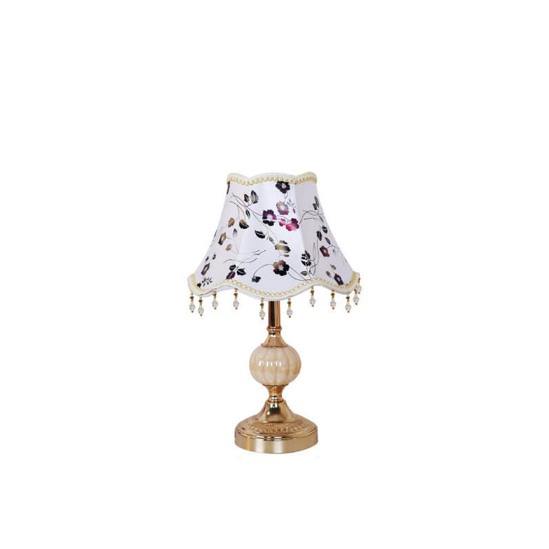 Vintage Floral Glass Table Lamp - European Design, 1-Light