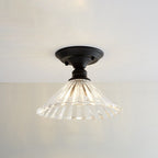 Nordic Vintage Floral Round Semi-Flush Mount Ceiling Light