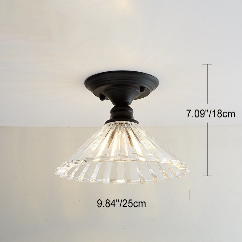 Nordic Vintage Floral Round Semi-Flush Mount Ceiling Light