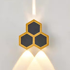 Premium Hexagonal Black and Gold LED Outdoor Wall Sconce