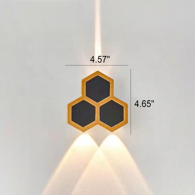 Premium Hexagonal Black and Gold LED Outdoor Wall Sconce