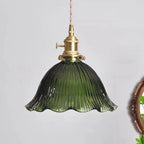 Copper & Walnut Glass Pendant Light