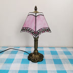 Vintage European Tiffany Square Stained Glass Table Lamp - 1 Light