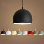 Contemporary Round Iron Pendant Light - Single Light, Solid Color