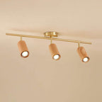 Nordic Minimalist Walnut Wood LED Linear Track Ceiling