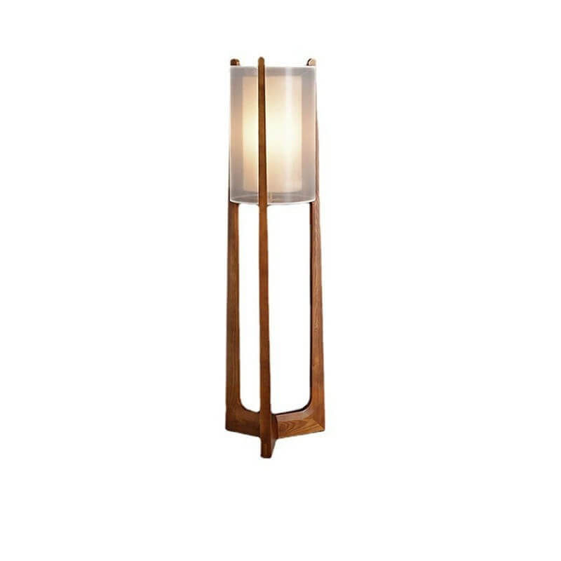 Minimalist Solid Wood Fabric Floor Lamp - Japanese Design, 1-Light