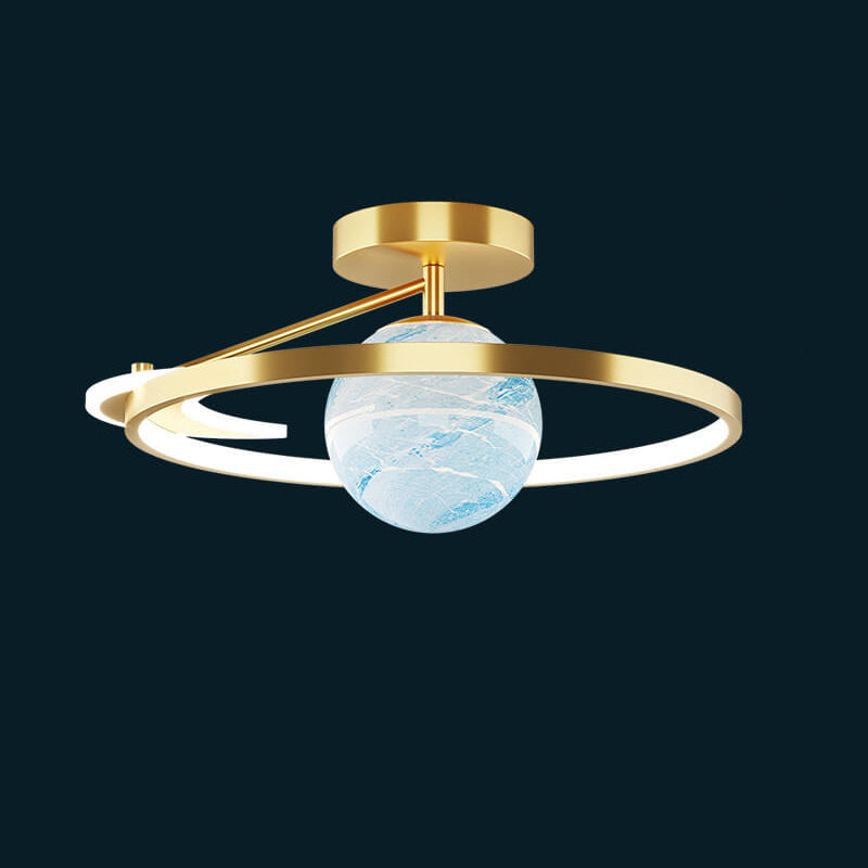 Contemporary LED Planet Globe Semi-Flush Mount Ceiling Light