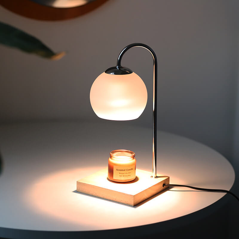 Elegant Solid Wood Spherical Candle Table Lamp - 1-Light Design