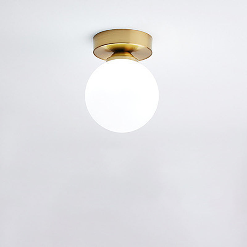Contemporary Round Glass 1-Light Semi-Flush Mount Ceiling Fixture