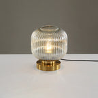 Premium Nordic Striped Oval Glass Table Lamp - 1 Light