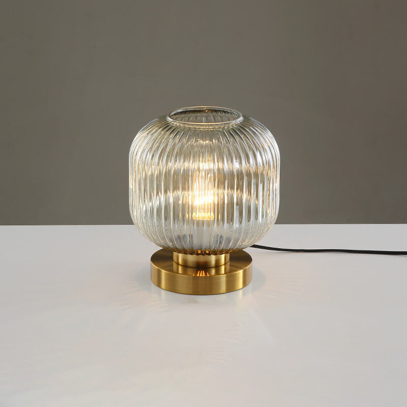 Premium Nordic Striped Oval Glass Table Lamp - 1 Light