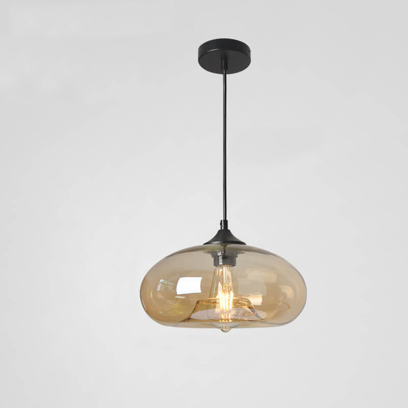 Premium Colored Glass Oval Pendant Light - 1-Light