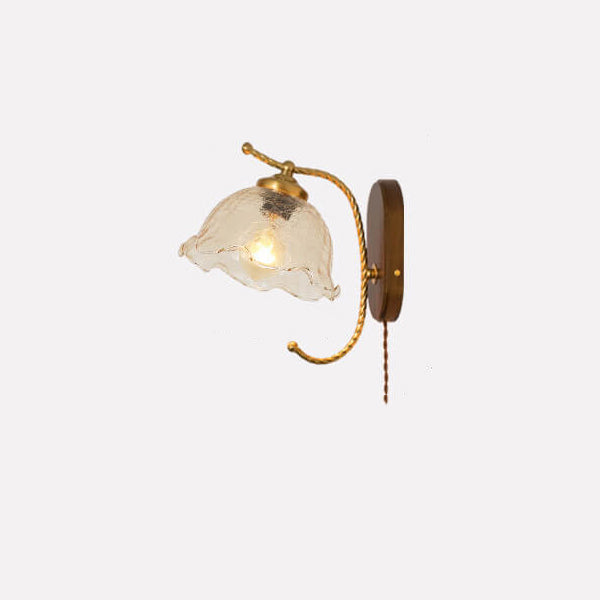 Vintage French Cream Glass Petal Wall Sconce Lamp