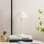 Scandinavian Rechargeable Conic Pleated Table Lamp - 1-Light Bedside Design