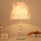 Elegant Floral Fabric Table Lamp with Iron Base - 1 Light