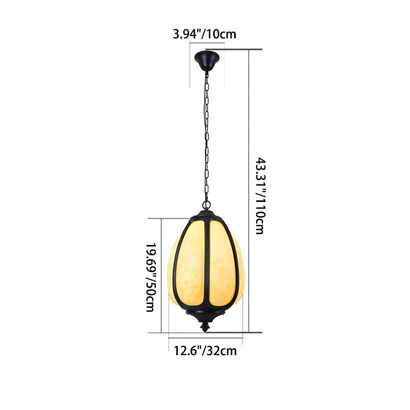 Art Deco Oval Pumpkin Pendant Light - Cast Aluminum