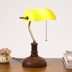 Vintage Solid Wood Glass Table Lamp with Zipper Shade - 1 Light