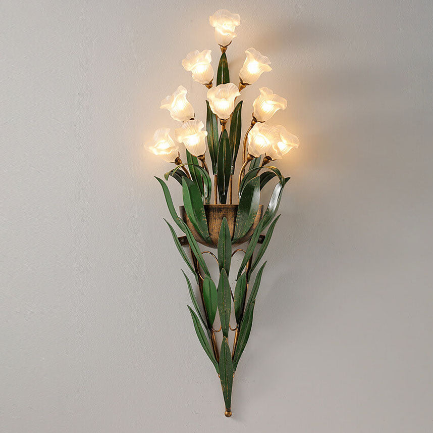 Contemporary Minimalist Glass Flower Wall Sconce