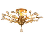European Style Iron and Crystal Semi-Flush Mount Ceiling Light - 4/5/6 Lights for Living Room