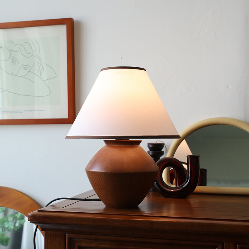 Vintage Japanese Wabi-Sabi Solid Wood Table Lamp - 1-Light