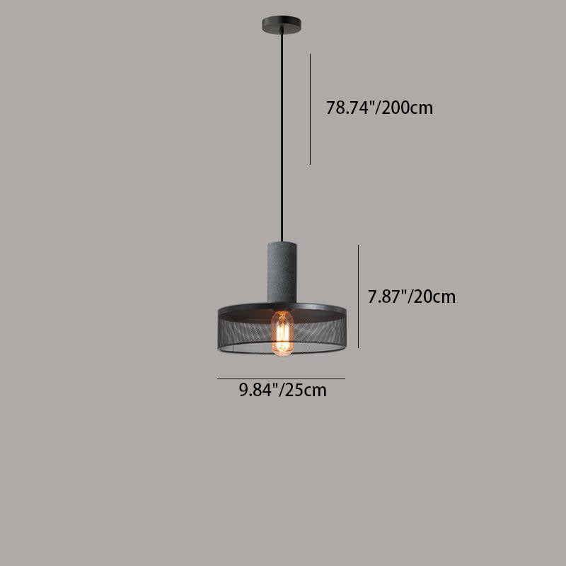 Industrial Tapered Cement Pendant Light - 1-Light Fixture for Living Room
