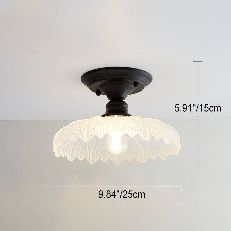 Nordic Vintage Floral Round Semi-Flush Mount Ceiling Light