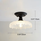 Nordic Vintage Floral Round Semi-Flush Mount Ceiling Light