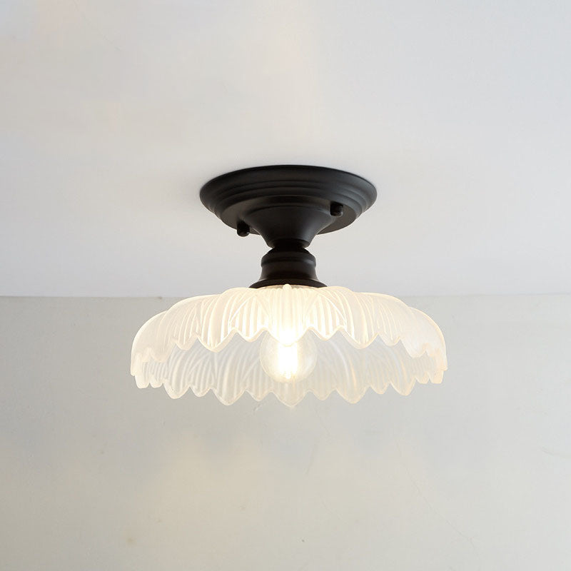 Nordic Vintage Floral Round Semi-Flush Mount Ceiling Light