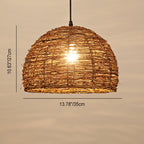 Vintage Rattan Dome Pendant Light - 1-Light Fixture