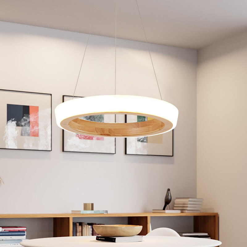 Japanese Minimalist LED Chandelier - Log Circle Island Light